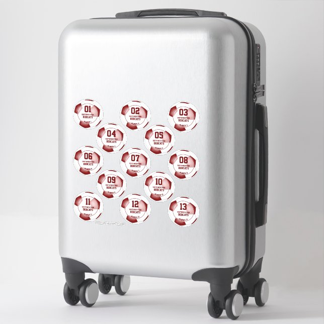 maroon white team colours boys girls soccer sticke (Suitcase)