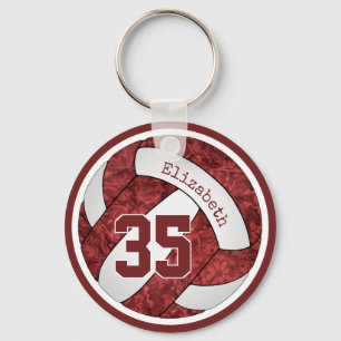 maroon white team colours custom girls volleyball key ring
