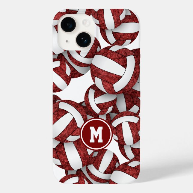 Maroon white team colours girly volleyballs Case-Mate iPhone case (Back)