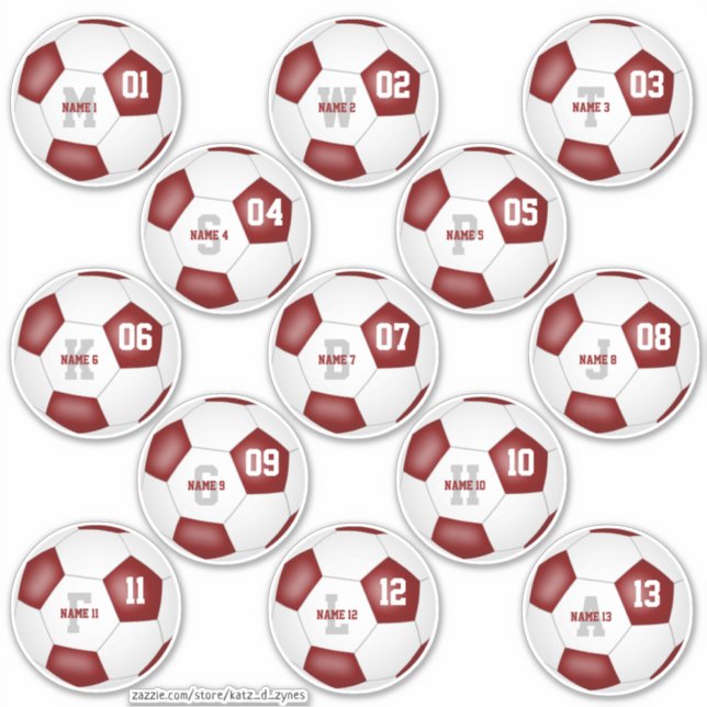 maroon white team colours individual soccer player (Front)