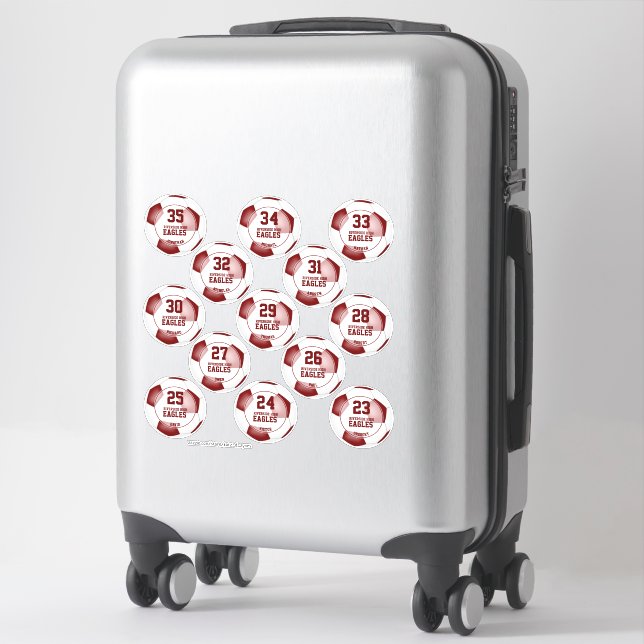 maroon white team colours kids soccer set of 13 (Suitcase)