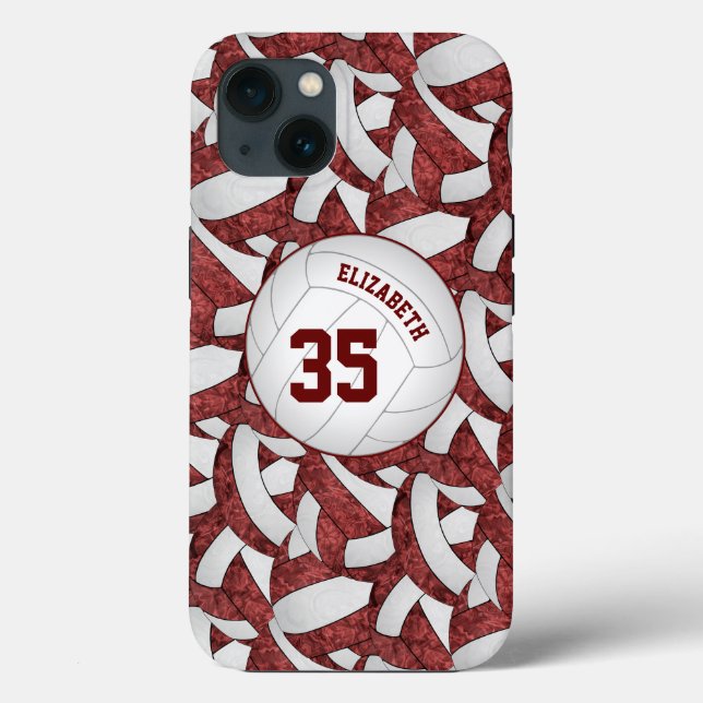 maroon white volleyball team colours custom girls' Case-Mate iPhone case (Back)
