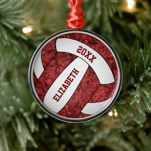 maroon white volleyball team colours girly metal tree decoration (Tree)