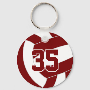 Maroon white volleyball team colours key ring