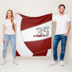 maroon white volleyball team colours room decor fleece blanket