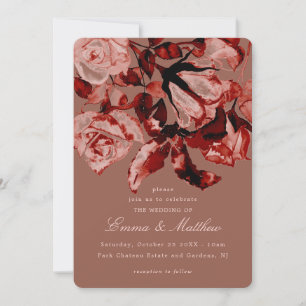 Maroon Wild Botanical Maximalism Wedding Invitation