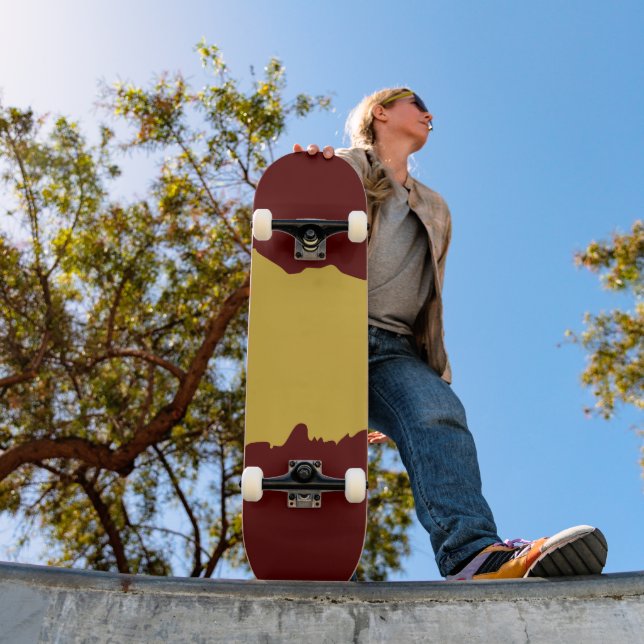 Maroon with Metallic Gold Unique Stylish Skateboard (Outdoor 1)