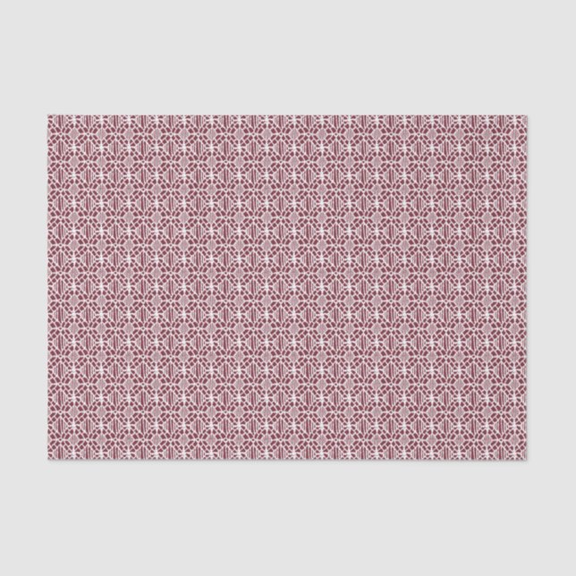 Maroon With White Crochet Lace Pattern Tissue Paper (Front)