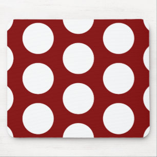 Maroon with White Polka Dots Mouse Mat