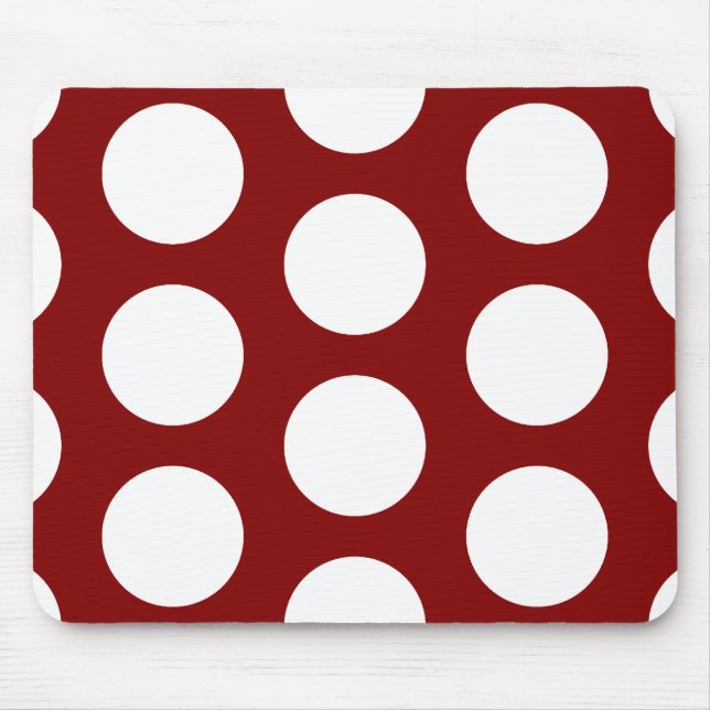 Maroon with White Polka Dots Mouse Mat (Front)