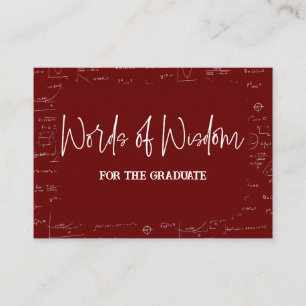 Maroon Words of Wisdom Math Graduation Advise Enclosure Card