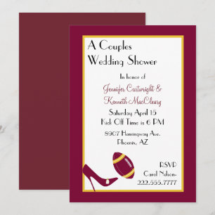 Maroon & Yellow Football Couples Shower Invitation