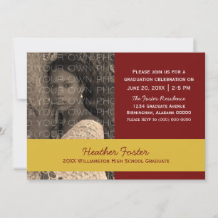 Maroon/Yellow School Colour Blocks Grad Invite