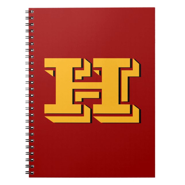 Maroon & Yellow School Pride Color Style Monogram Notebook (Front)