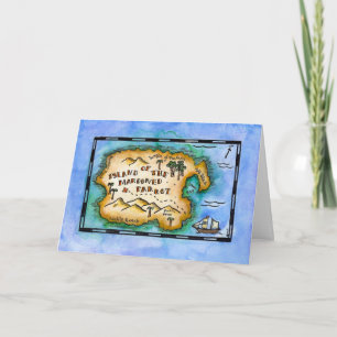Marooned Parrot Treasure Map Greeting Card