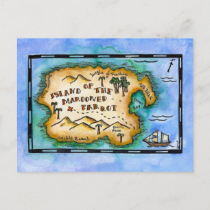 Marooned Parrot Treasure Map Postcards