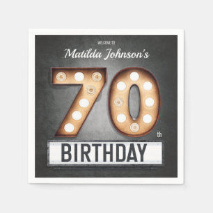 Marquee 70th Birthday Broadway Glamourous Custom Napkin