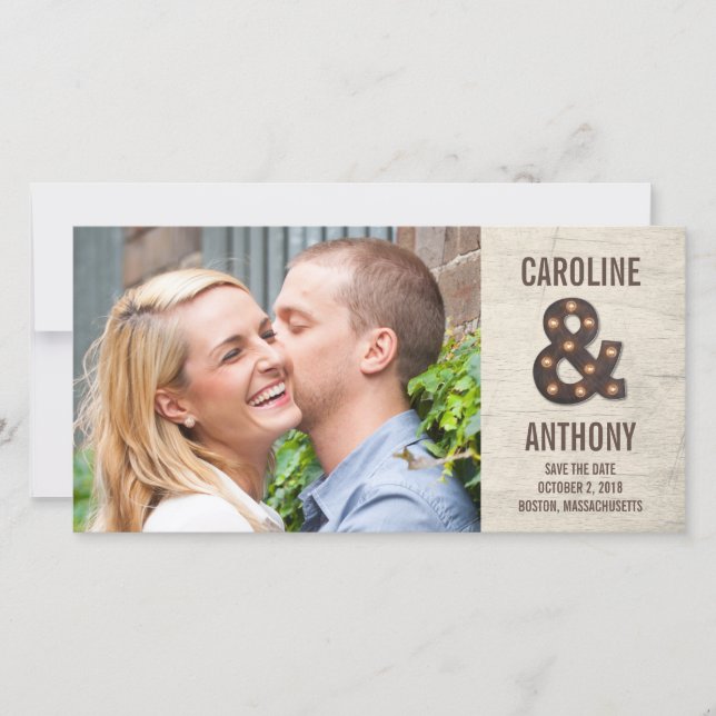 Marquee Ampersand Save The Date Photo Cards (Front)