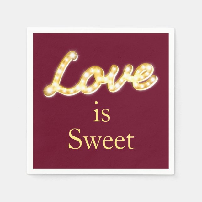 Marquee Lights Love is Sweet - marsala Napkin (Front)