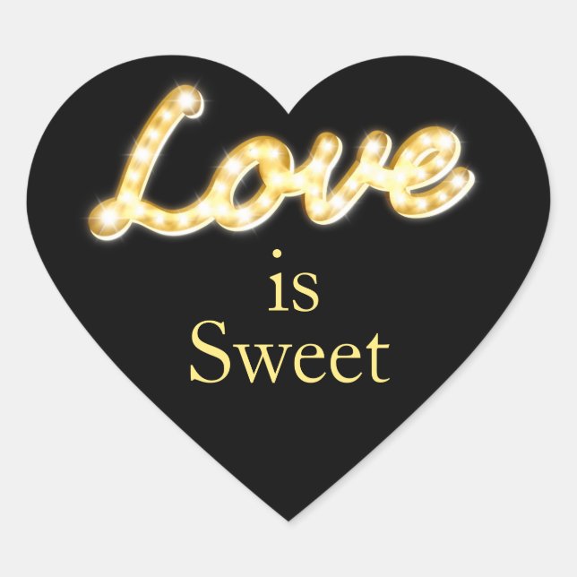 Marquee Lights Love is Sweet Sticker black (Front)