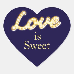 Marquee Lights Love is Sweet Sticker- blue Heart Sticker