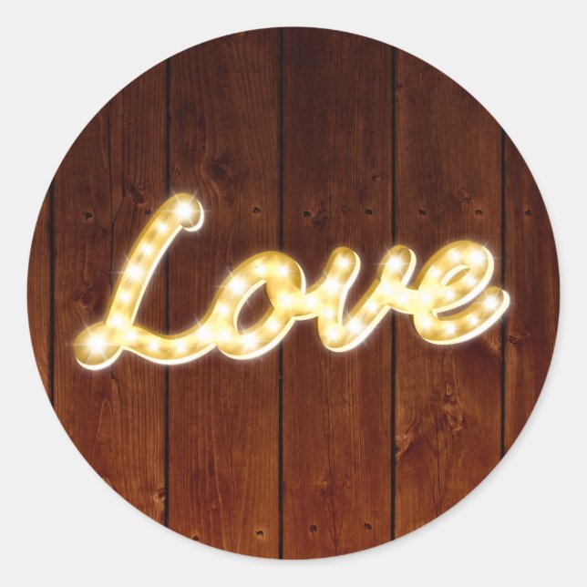 Marquee Lights Love Sticker - barn board (Front)