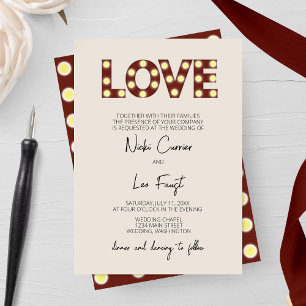 Marquee Lights 'Love' Wedding Invitation