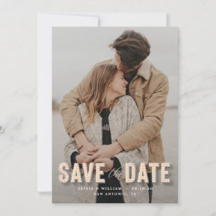 Marquee Lights Photo Save the Date Invitation