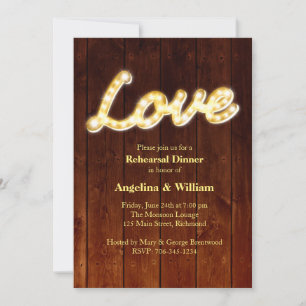 Marquee Lights Rehearsal Dinner Invite