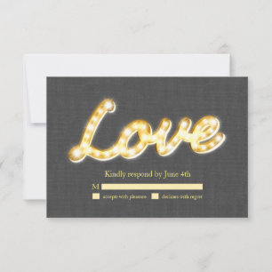 Marquee Lights RSVP Grey Burlap