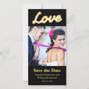 Marquee Lights Save the Date Photo Card