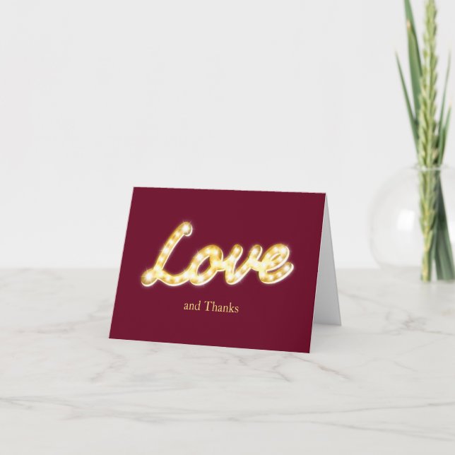 Marquee Lights Thank You Card - marsala (Front)