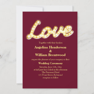 Marquee Lights Wedding Invite - marsala
