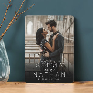 Marquee Name   Modern Vertical Photo Save The Date