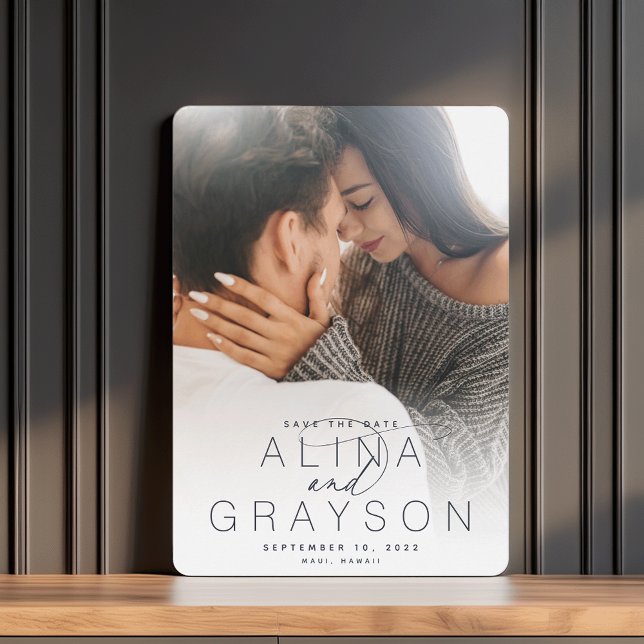 Marquee Name | Modern Vertical Photo Save The Date (Creator Uploaded)