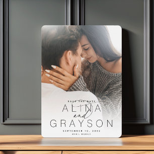 Marquee Name   Modern Vertical Photo Save The Date