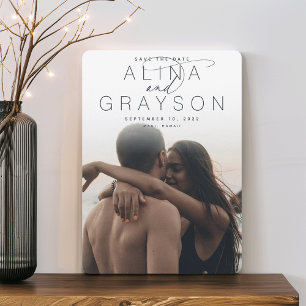 Marquee Name   Modern Vertical Photo Save The Date