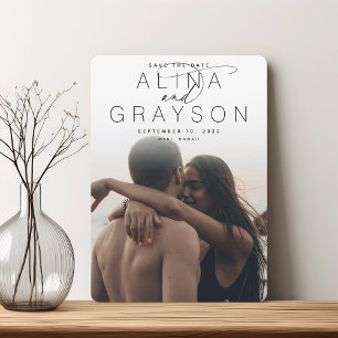 Marquee Name   Modern Vertical Photo Save The Date