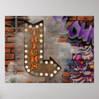 Marquee Sign Graffiti Scary Clown