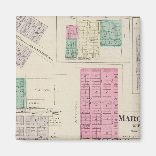 Marquette, Conway, Galva, Elyria, Ames, Kansas Magnet (Front)