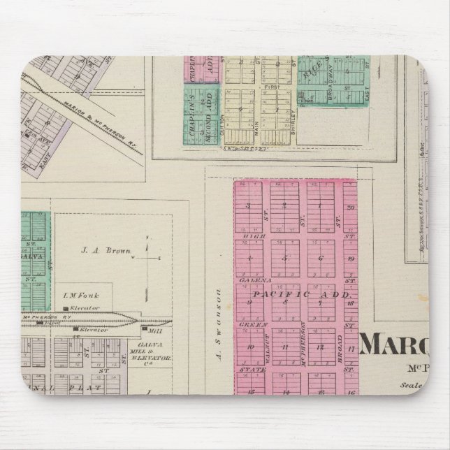 Marquette, Conway, Galva, Elyria, Ames, Kansas Mouse Mat (Front)