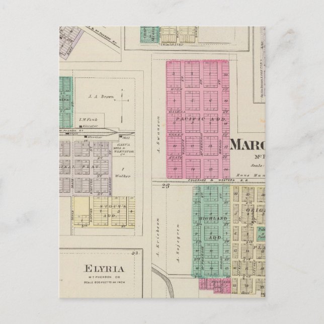 Marquette, Conway, Galva, Elyria, Ames, Kansas Postcard (Front)