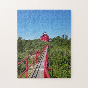 Marquette Harbor Lighthouse and Catwalk Jigsaw Puzzle