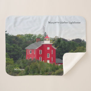 Marquette Harbour Lighthouse sherpa blanket
