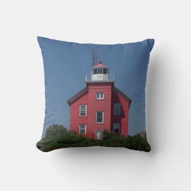 Marquette Harbour Lighthouse single sided pillow (Front)