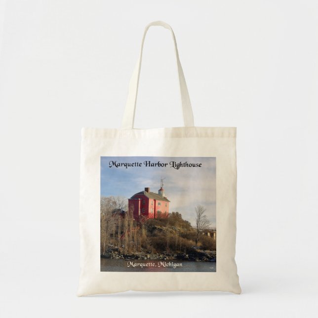 Marquette Harbour Lighthouse tote bag ver 3 (Front)