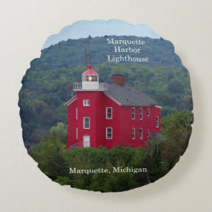 Marquette Harbour Lighthouse water round pillow