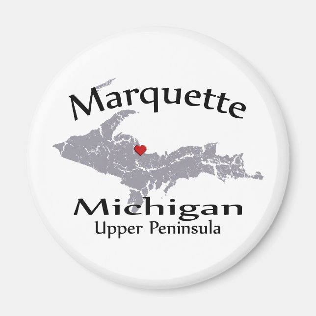 Marquette Michigan Heart Map Design Magnet (Front)
