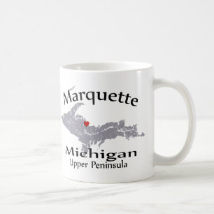 Marquette Michigan Heart Map Design Mug
