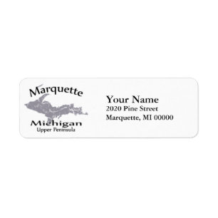 Marquette Michigan Map Design Return Address